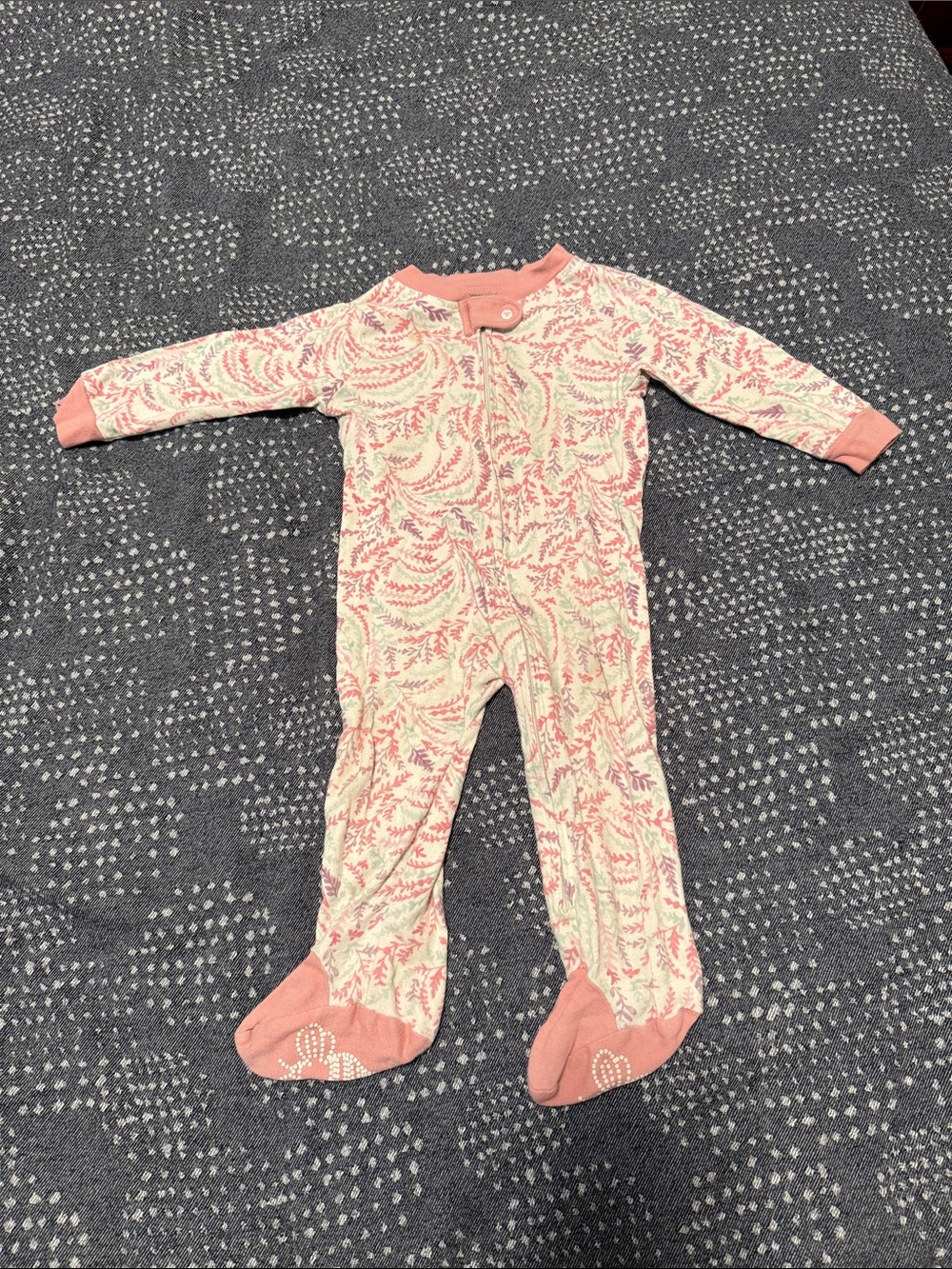 Girls' Pink Floral Footed One-Piece Pajamas